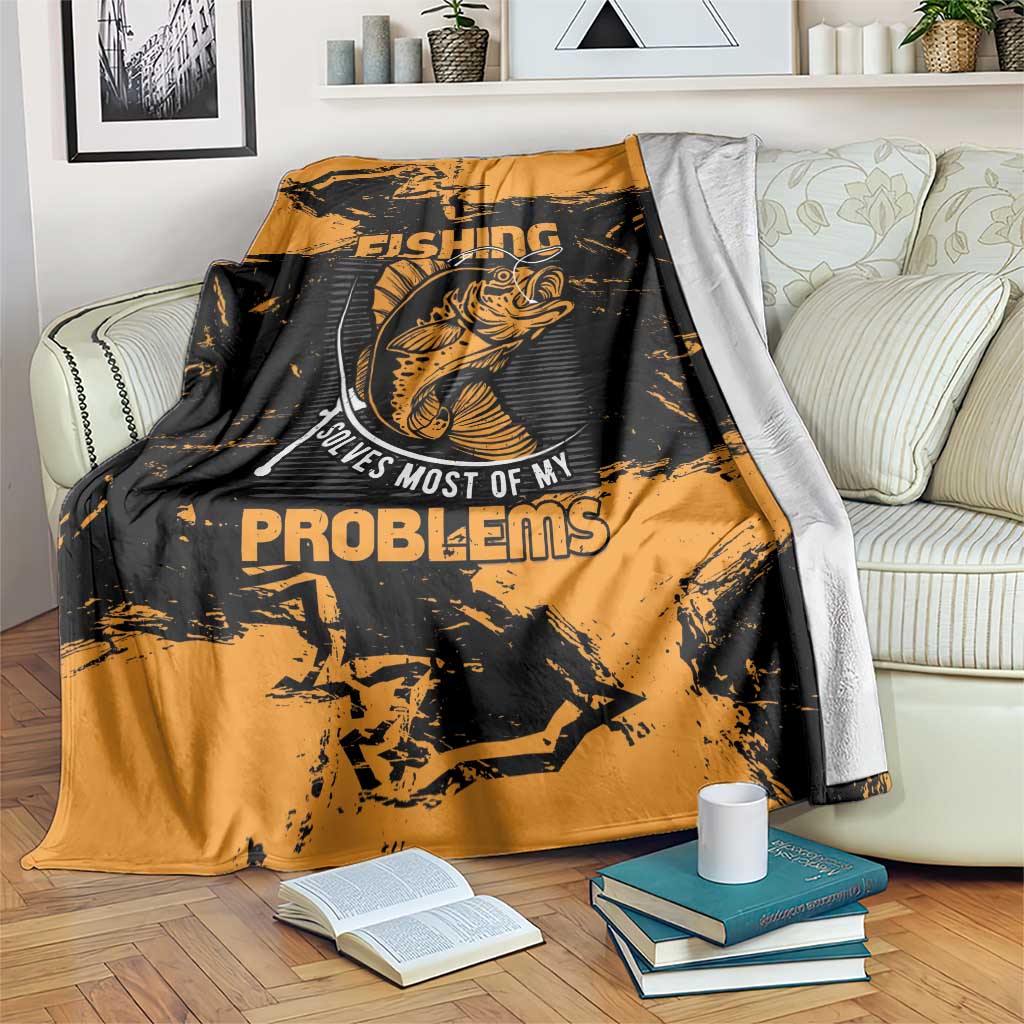 Fishing Solves Most of My Problems Blanket Grunge Style