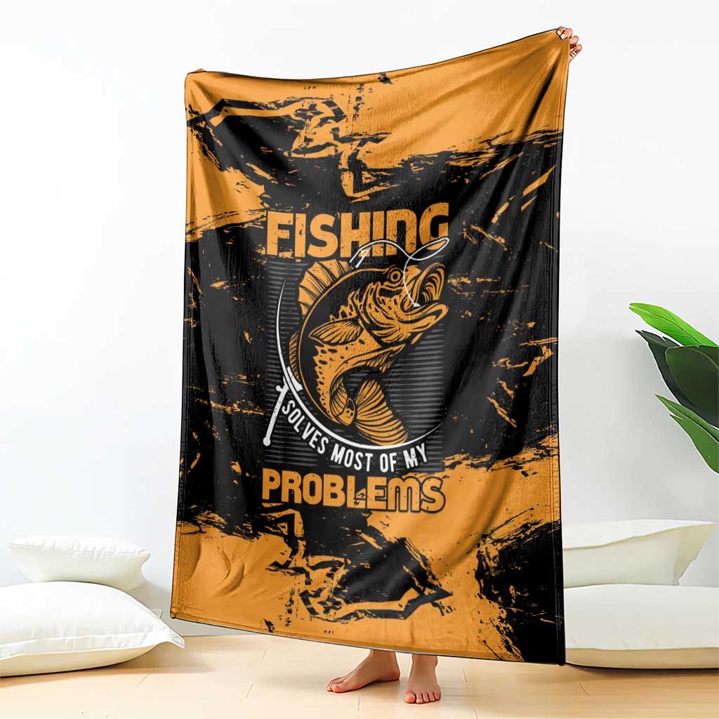 Fishing Solves Most of My Problems Blanket Grunge Style
