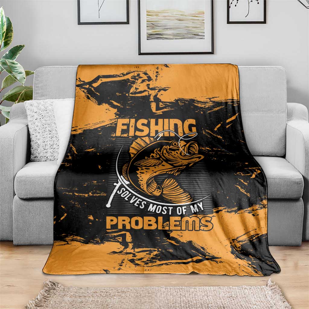 Fishing Solves Most of My Problems Blanket Grunge Style