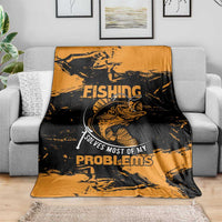 Fishing Solves Most of My Problems Blanket Grunge Style