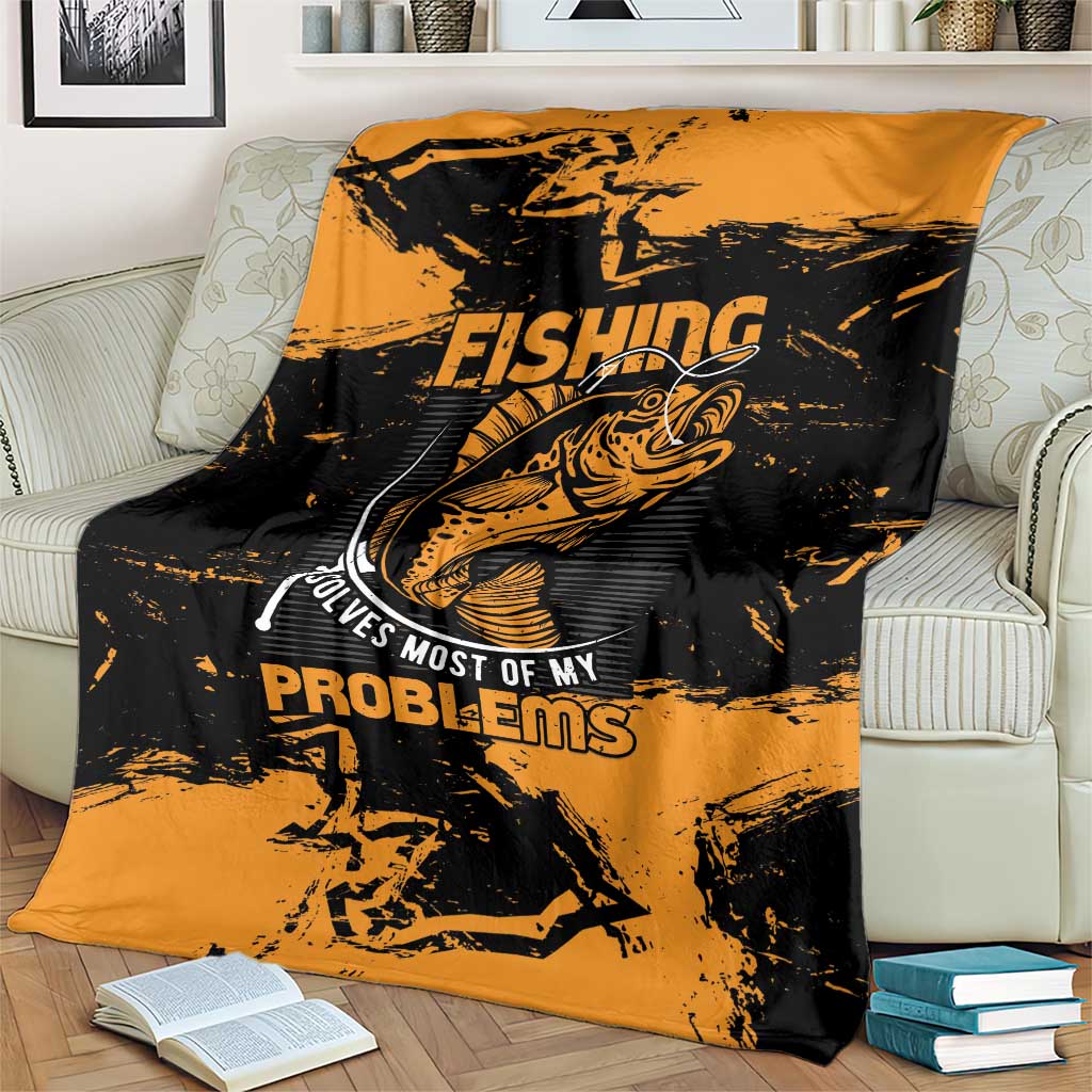 Fishing Solves Most of My Problems Blanket Grunge Style
