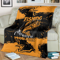 Fishing Solves Most of My Problems Blanket Grunge Style