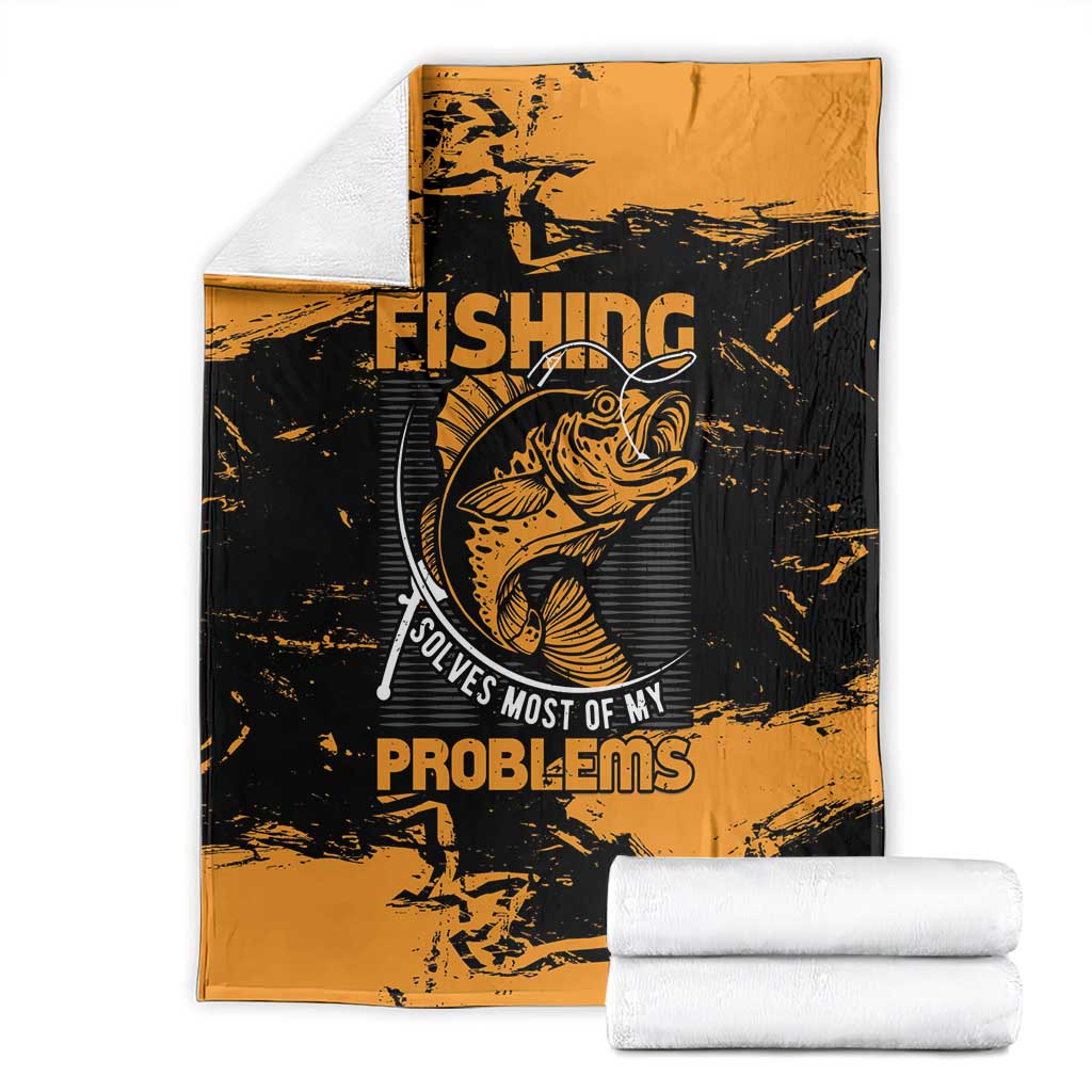 Fishing Solves Most of My Problems Blanket Grunge Style