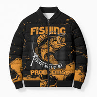 Personalized Fishing Solves Most of My Problems Bomber Puffer Jacket Grunge Style