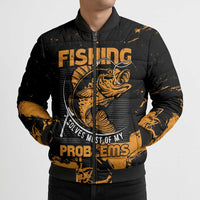 Personalized Fishing Solves Most of My Problems Bomber Puffer Jacket Grunge Style