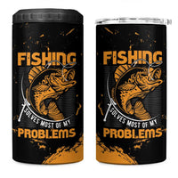 Fishing Solves Most of My Problems 4 in 1 Can Cooler Tumbler Grunge Style