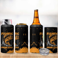 Fishing Solves Most of My Problems 4 in 1 Can Cooler Tumbler Grunge Style