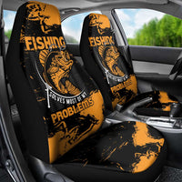 Fishing Solves Most of My Problems Car Seat Cover Grunge Style