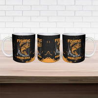 Fishing Solves Most of My Problems Ceramic Mug Grunge Style