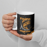Fishing Solves Most of My Problems Ceramic Mug Grunge Style