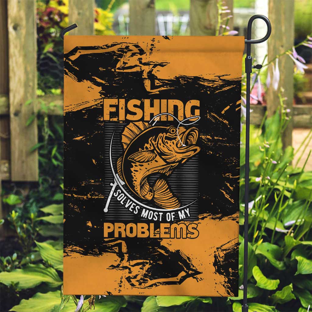 Fishing Solves Most of My Problems Garden Flag Grunge Style