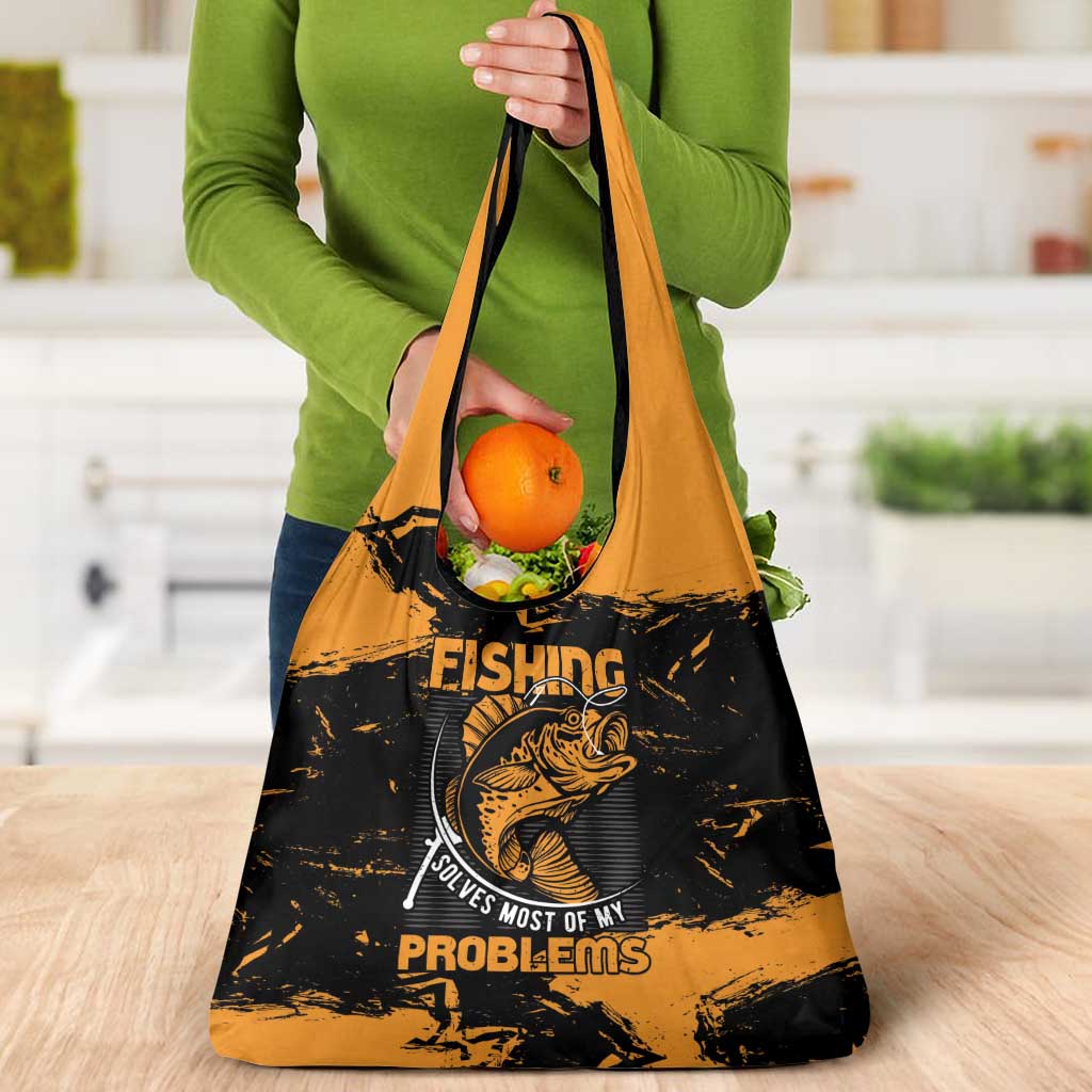 Fishing Solves Most of My Problems Grocery Bag Grunge Style