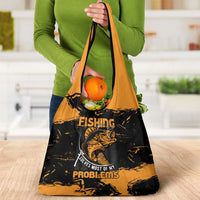 Fishing Solves Most of My Problems Grocery Bag Grunge Style