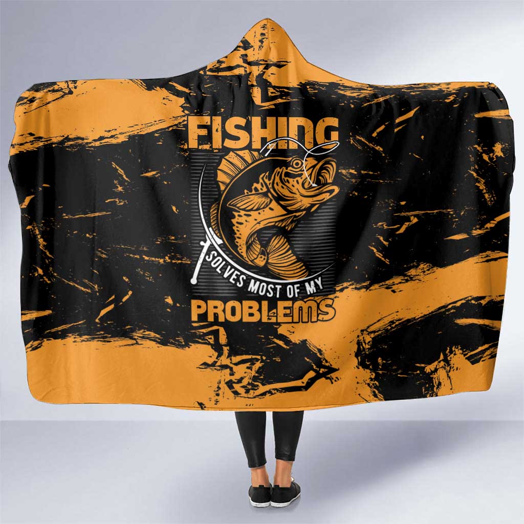 Fishing Solves Most of My Problems Hooded Blanket Grunge Style