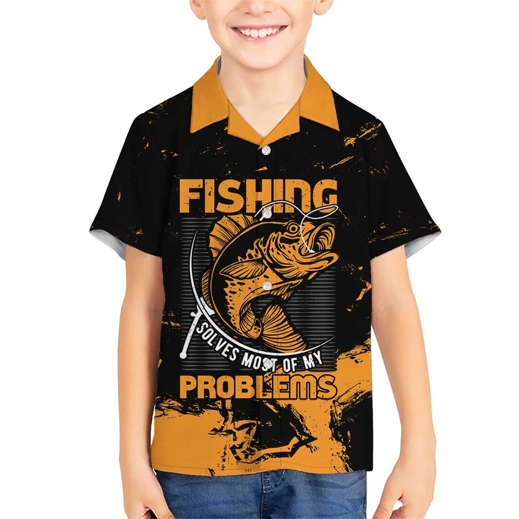 Personalized Fishing Solves Most of My Problems Kid Hawaiian Shirt Grunge Style