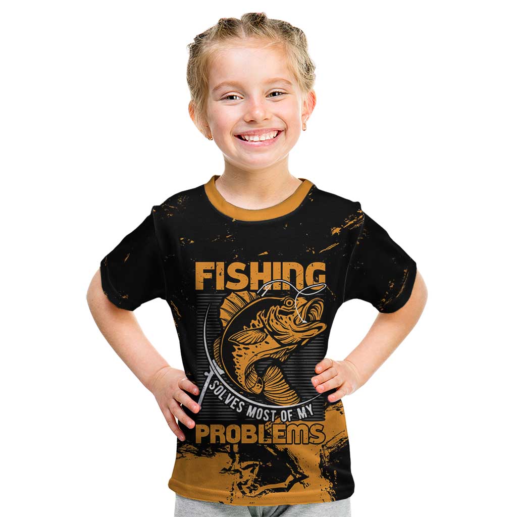 Personalized Fishing Solves Most of My Problems Kid T Shirt Grunge Style