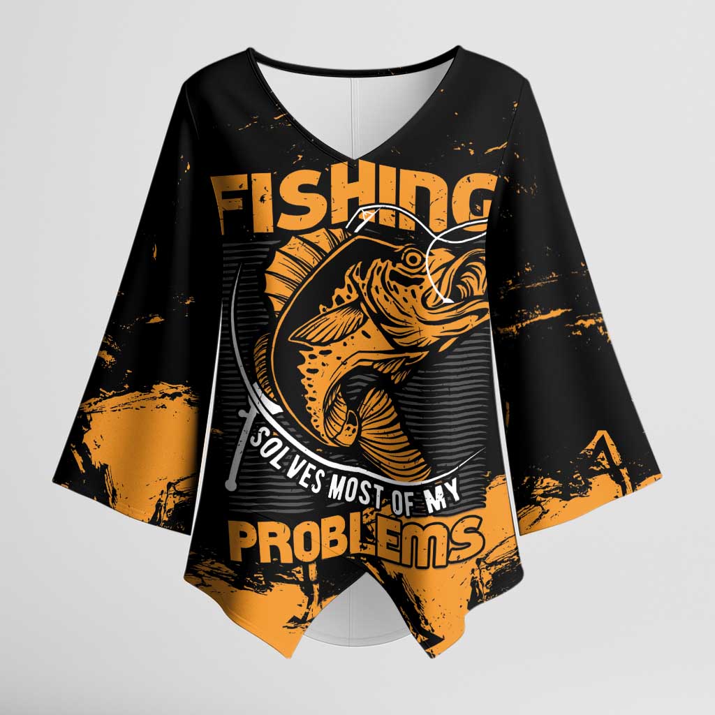 Personalized Fishing Solves Most of My Problems Kimono Sleeve Blouse Grunge Style