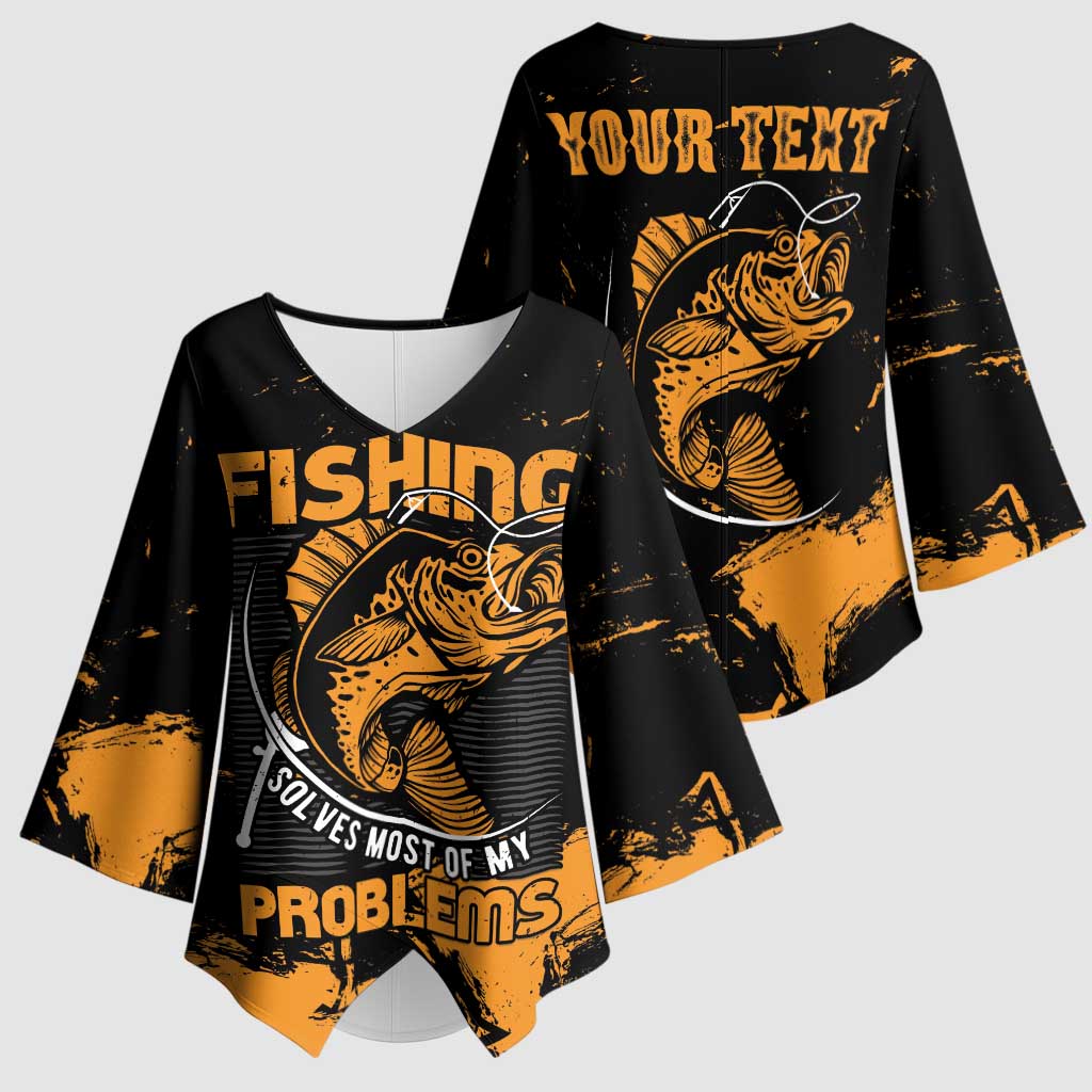 Personalized Fishing Solves Most of My Problems Kimono Sleeve Blouse Grunge Style