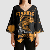Personalized Fishing Solves Most of My Problems Kimono Sleeve Blouse Grunge Style