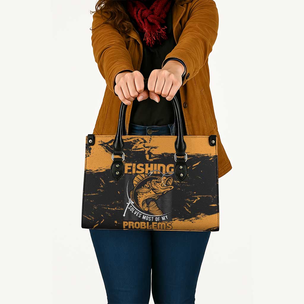 Fishing Solves Most of My Problems Leather Bag Grunge Style