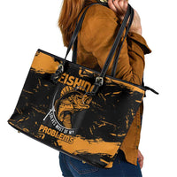 Fishing Solves Most of My Problems Leather Tote Bag Grunge Style