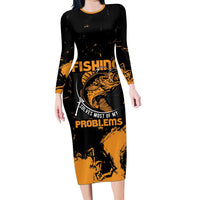 Personalized Fishing Solves Most of My Problems Long Sleeve Bodycon Dress Grunge Style