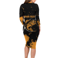 Personalized Fishing Solves Most of My Problems Long Sleeve Bodycon Dress Grunge Style