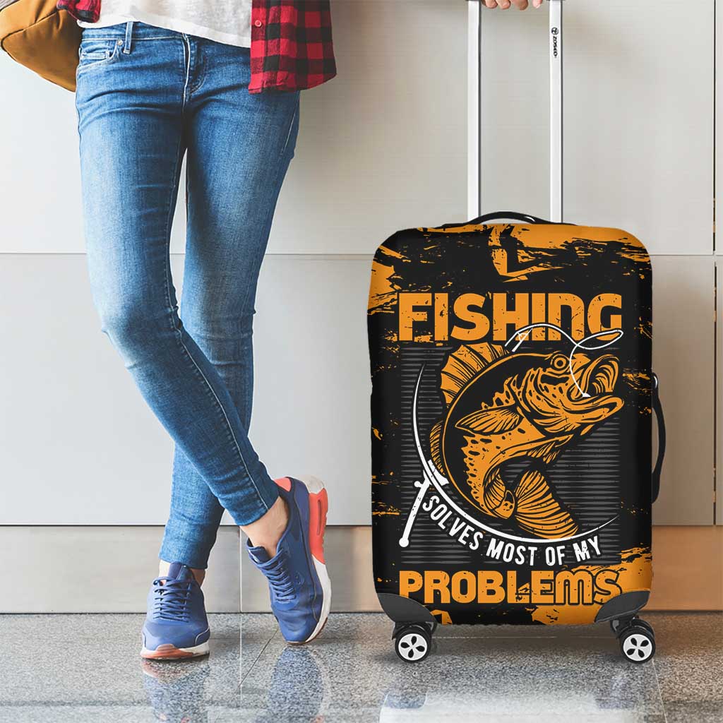 Fishing Solves Most of My Problems Luggage Cover Grunge Style