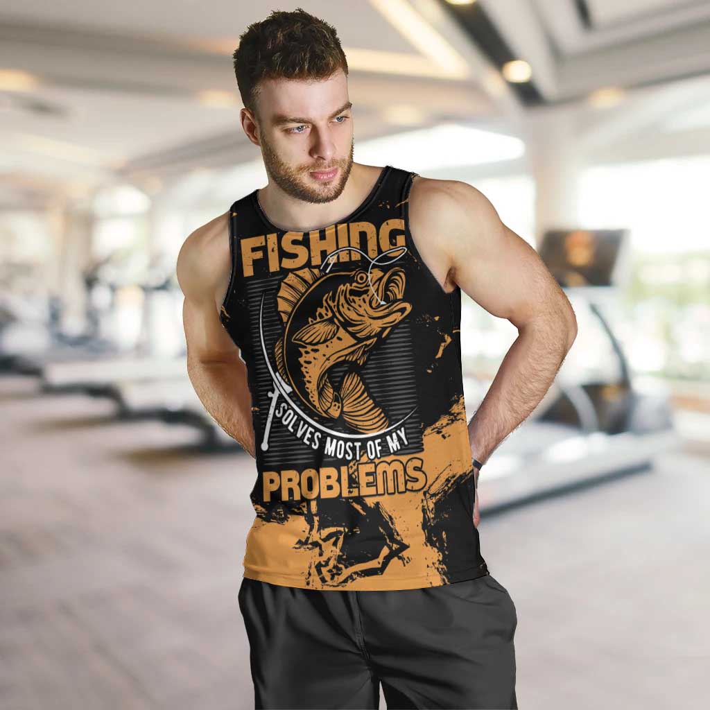 Personalized Fishing Solves Most of My Problems Men Tank Top Grunge Style