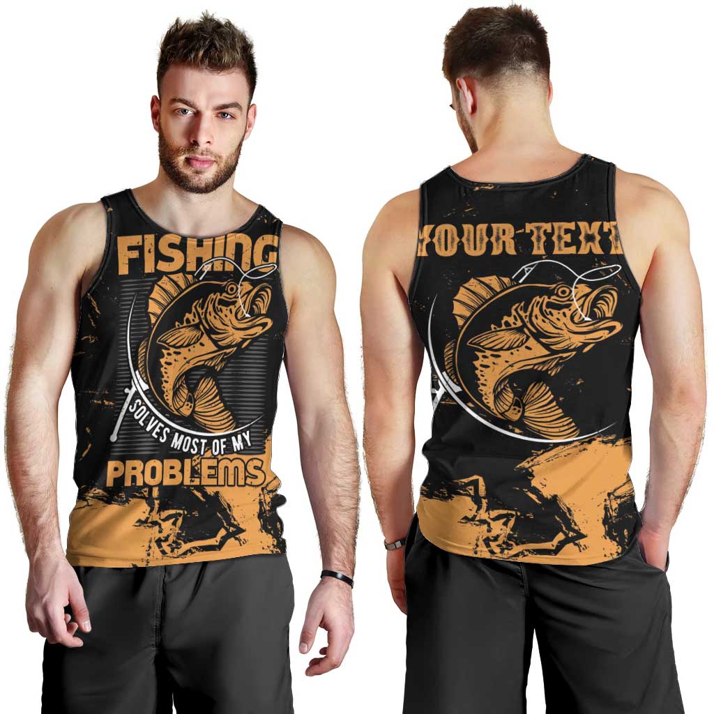 Personalized Fishing Solves Most of My Problems Men Tank Top Grunge Style