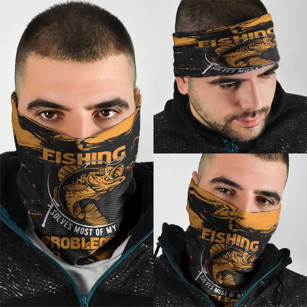 Fishing Solves Most of My Problems Neck Gaiter Grunge Style