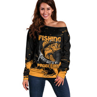 Personalized Fishing Solves Most of My Problems Off Shoulder Sweater Grunge Style