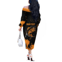 Personalized Fishing Solves Most of My Problems Off The Shoulder Long Sleeve Dress Grunge Style
