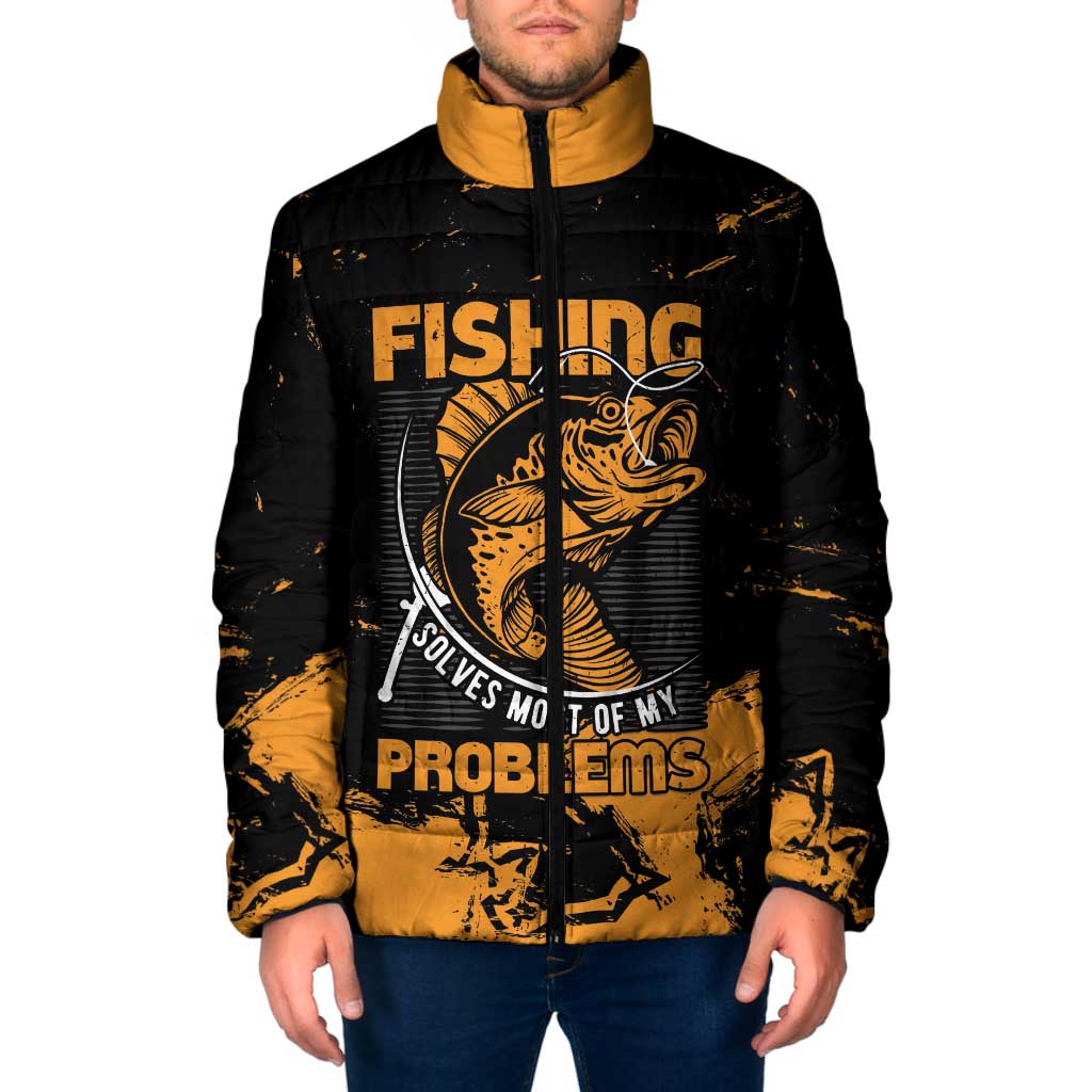 Personalized Fishing Solves Most of My Problems Padded Jacket Grunge Style