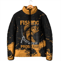 Personalized Fishing Solves Most of My Problems Padded Jacket Grunge Style