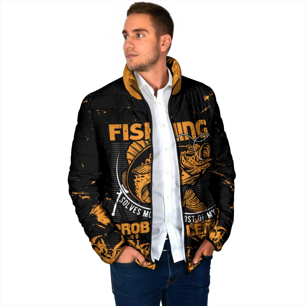 Personalized Fishing Solves Most of My Problems Padded Jacket Grunge Style
