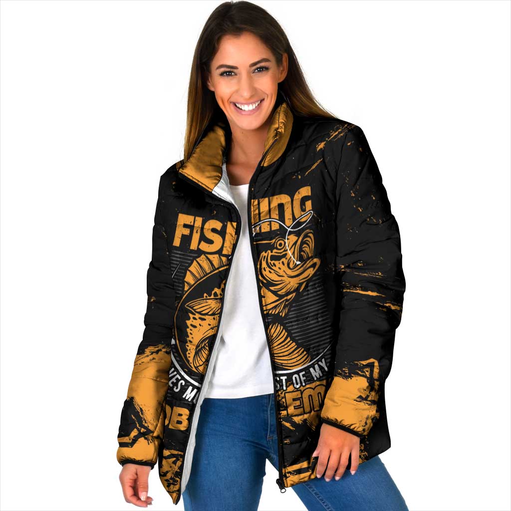 Personalized Fishing Solves Most of My Problems Padded Jacket Grunge Style