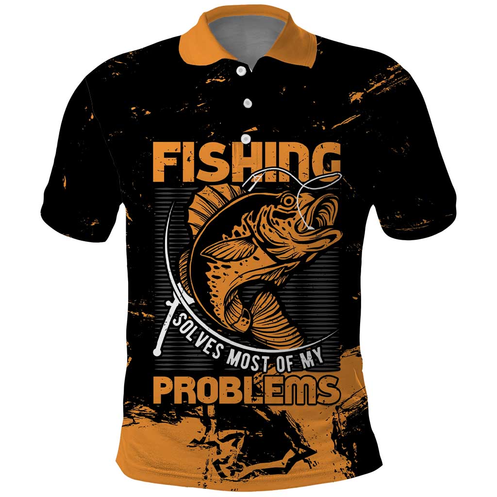 Personalized Fishing Solves Most of My Problems Polo Shirt Grunge Style