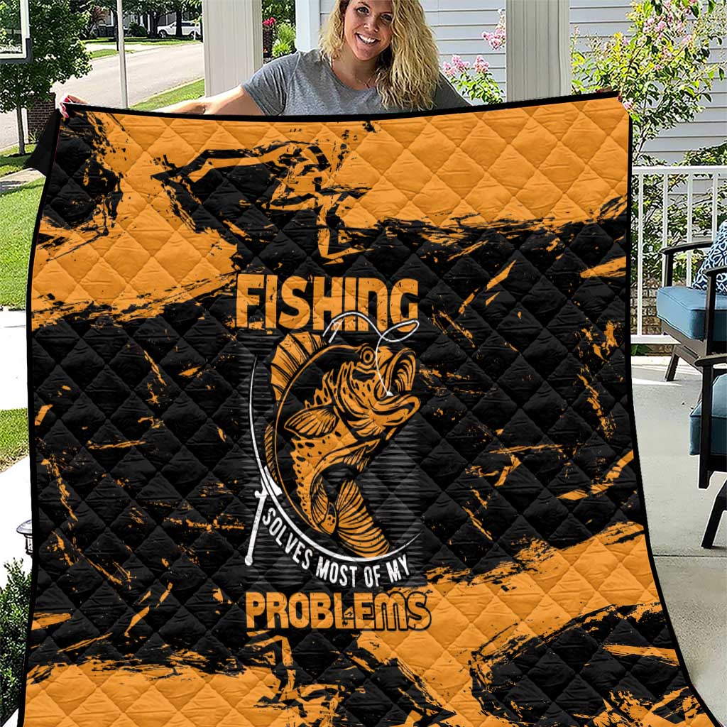 Fishing Solves Most of My Problems Quilt Grunge Style