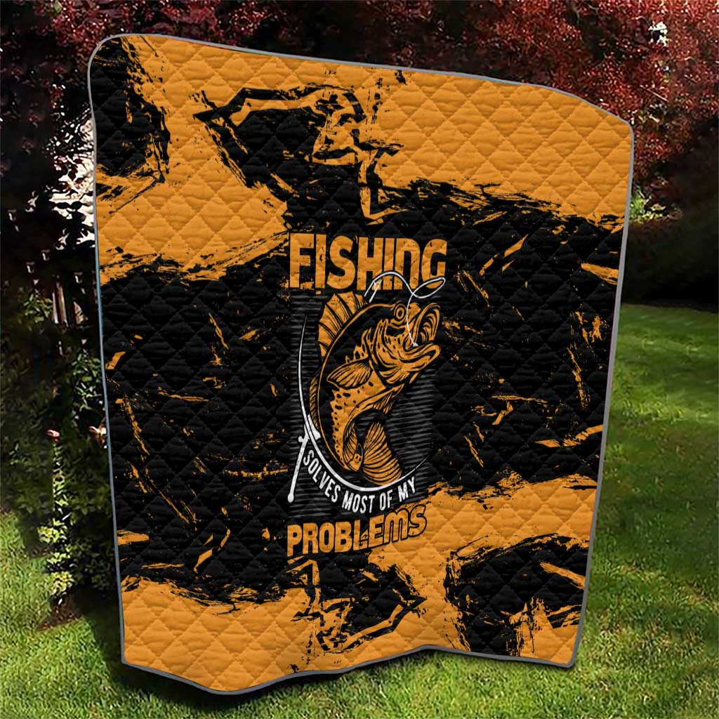 Fishing Solves Most of My Problems Quilt Grunge Style