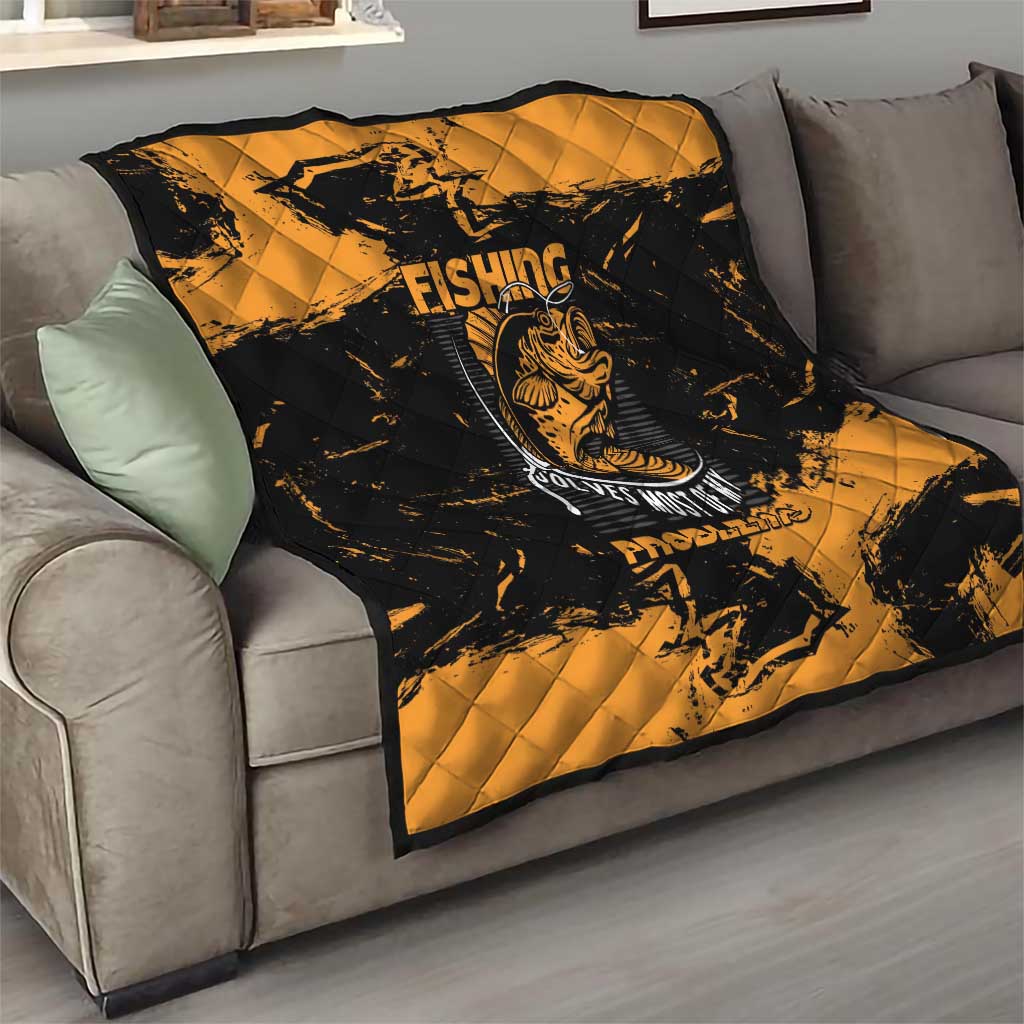 Fishing Solves Most of My Problems Quilt Grunge Style