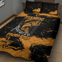 Fishing Solves Most of My Problems Quilt Bed Set Grunge Style