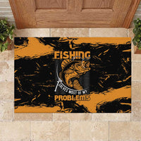 Fishing Solves Most of My Problems Rubber Doormat Grunge Style