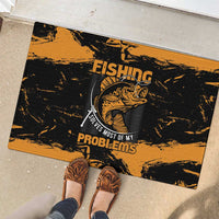 Fishing Solves Most of My Problems Rubber Doormat Grunge Style