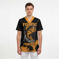 Personalized Fishing Solves Most of My Problems Scrub Top Grunge Style