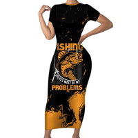 Personalized Fishing Solves Most of My Problems Short Sleeve Bodycon Dress Grunge Style