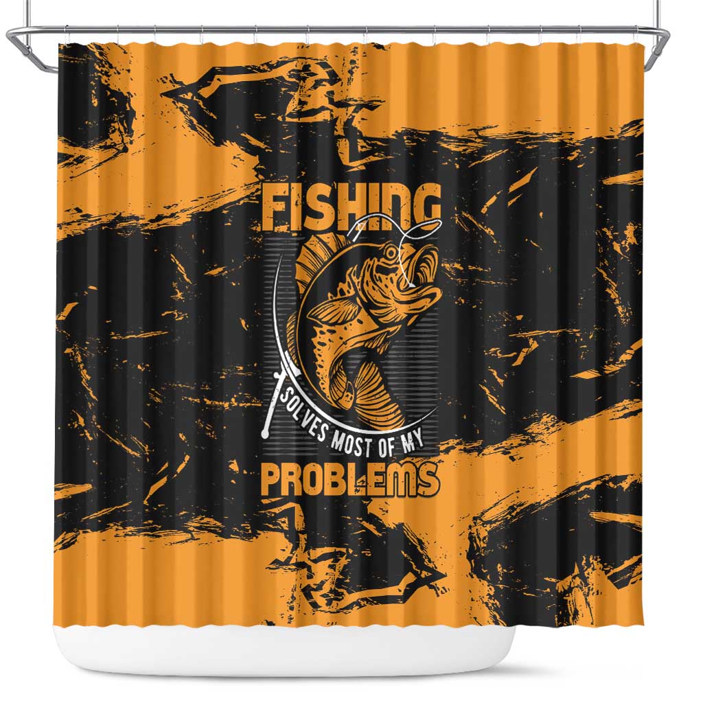 Fishing Solves Most of My Problems Shower Curtain Grunge Style
