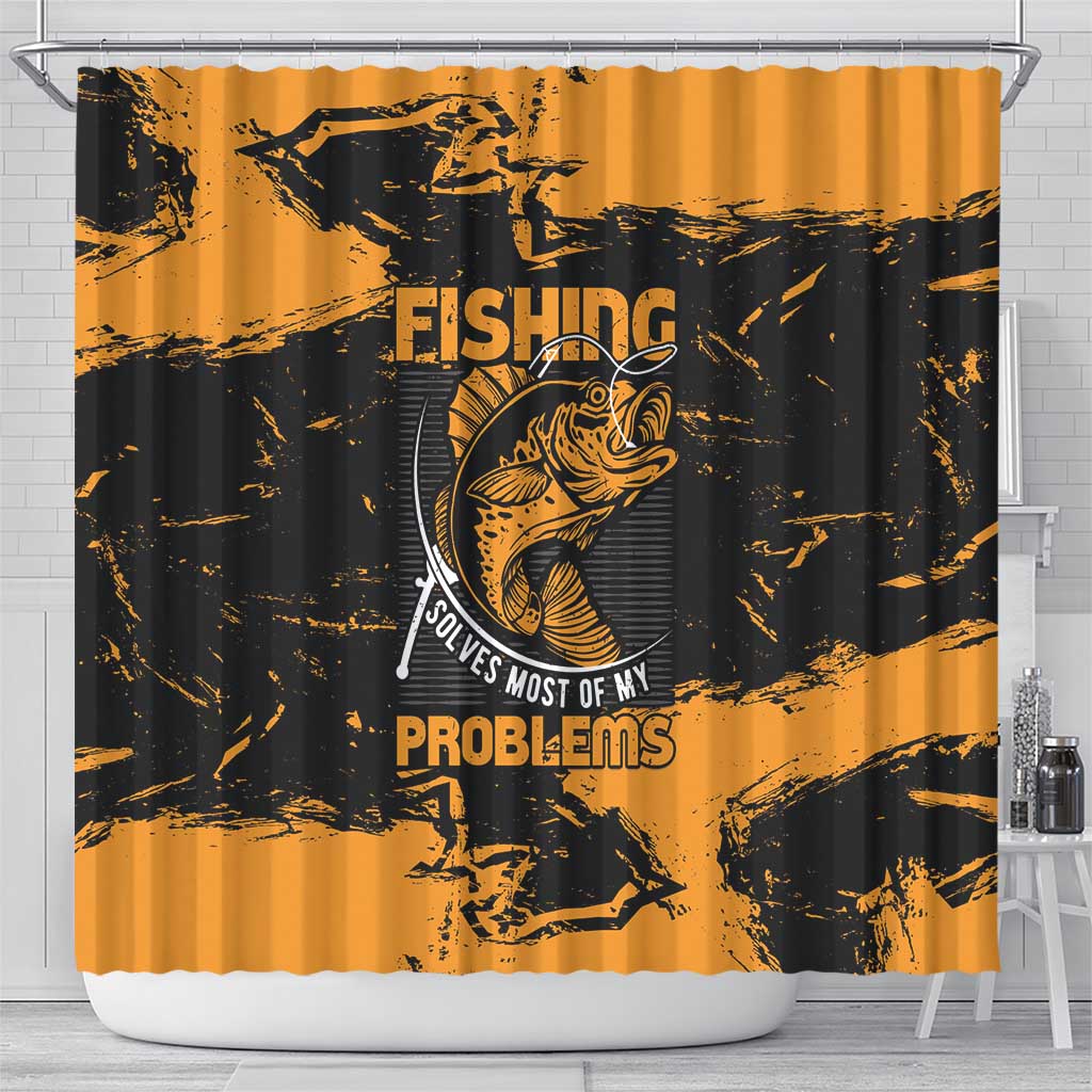 Fishing Solves Most of My Problems Shower Curtain Grunge Style
