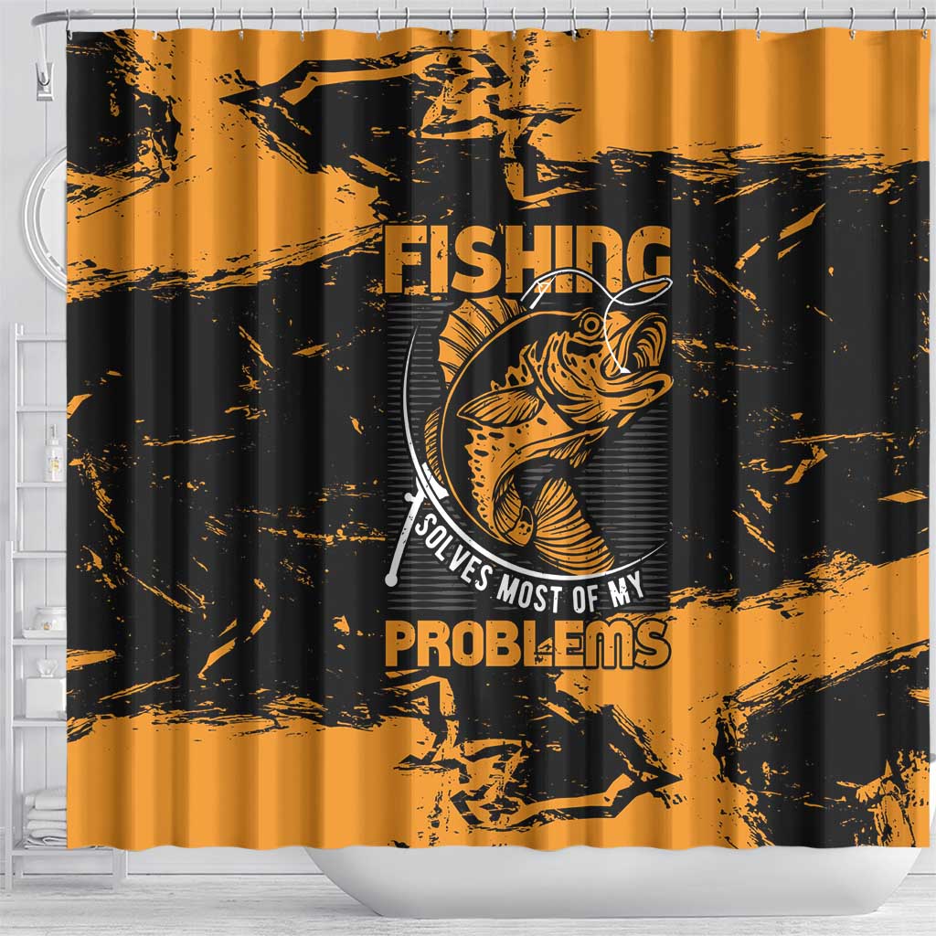 Fishing Solves Most of My Problems Shower Curtain Grunge Style