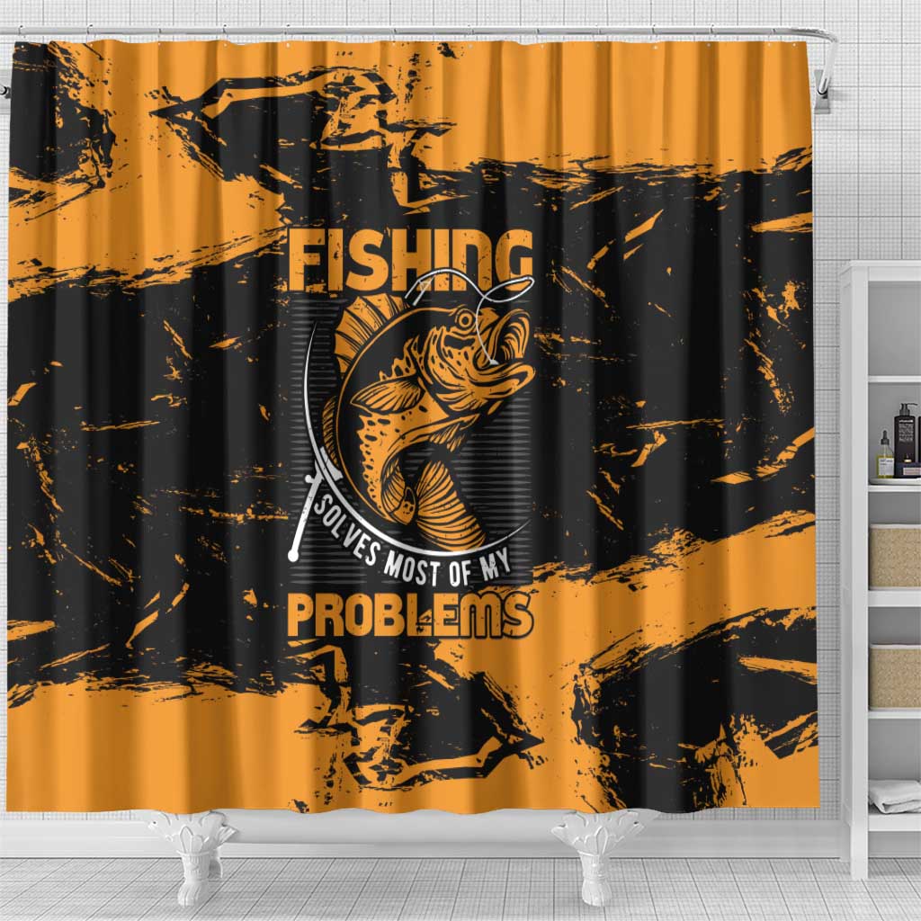 Fishing Solves Most of My Problems Shower Curtain Grunge Style